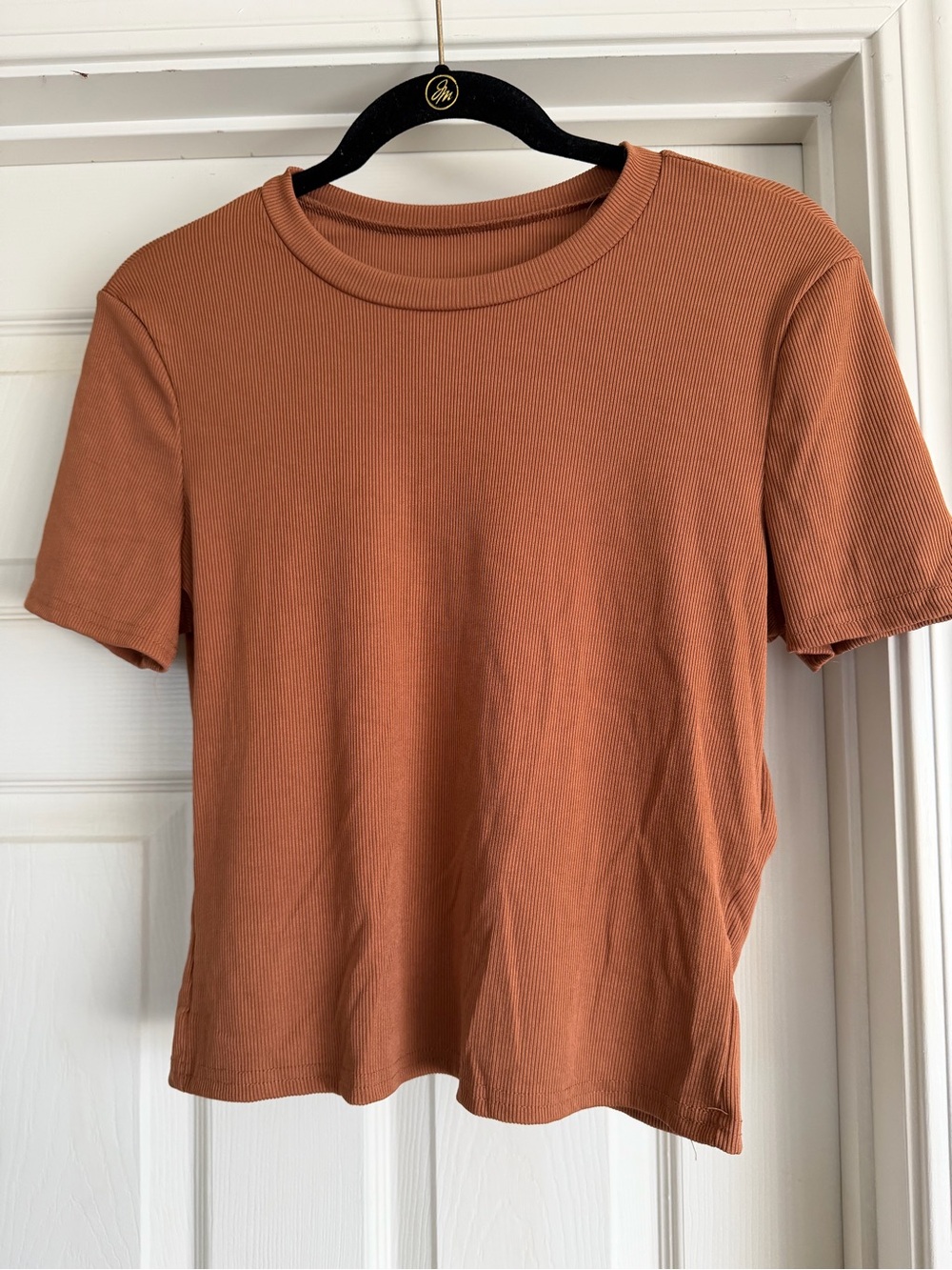 SHEIN Rust Short Sleeve Ribbed Tee - Picture 3 of 6